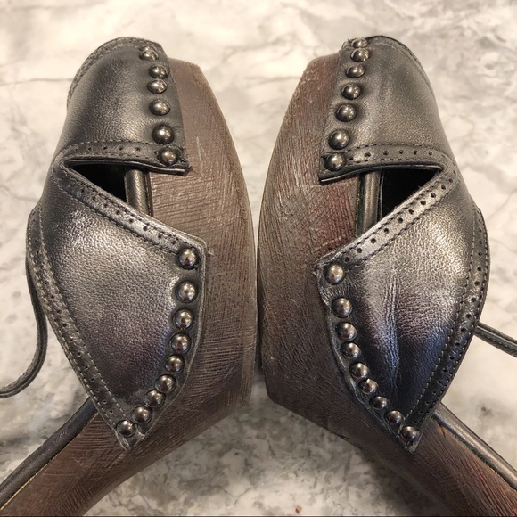 Prada Gunmetal Open Toe Platforms - Picture 9 of 15